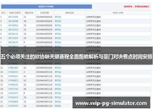五个必须关注的欧协联关键赛程全面前瞻解析与豪门对决看点时间安排
